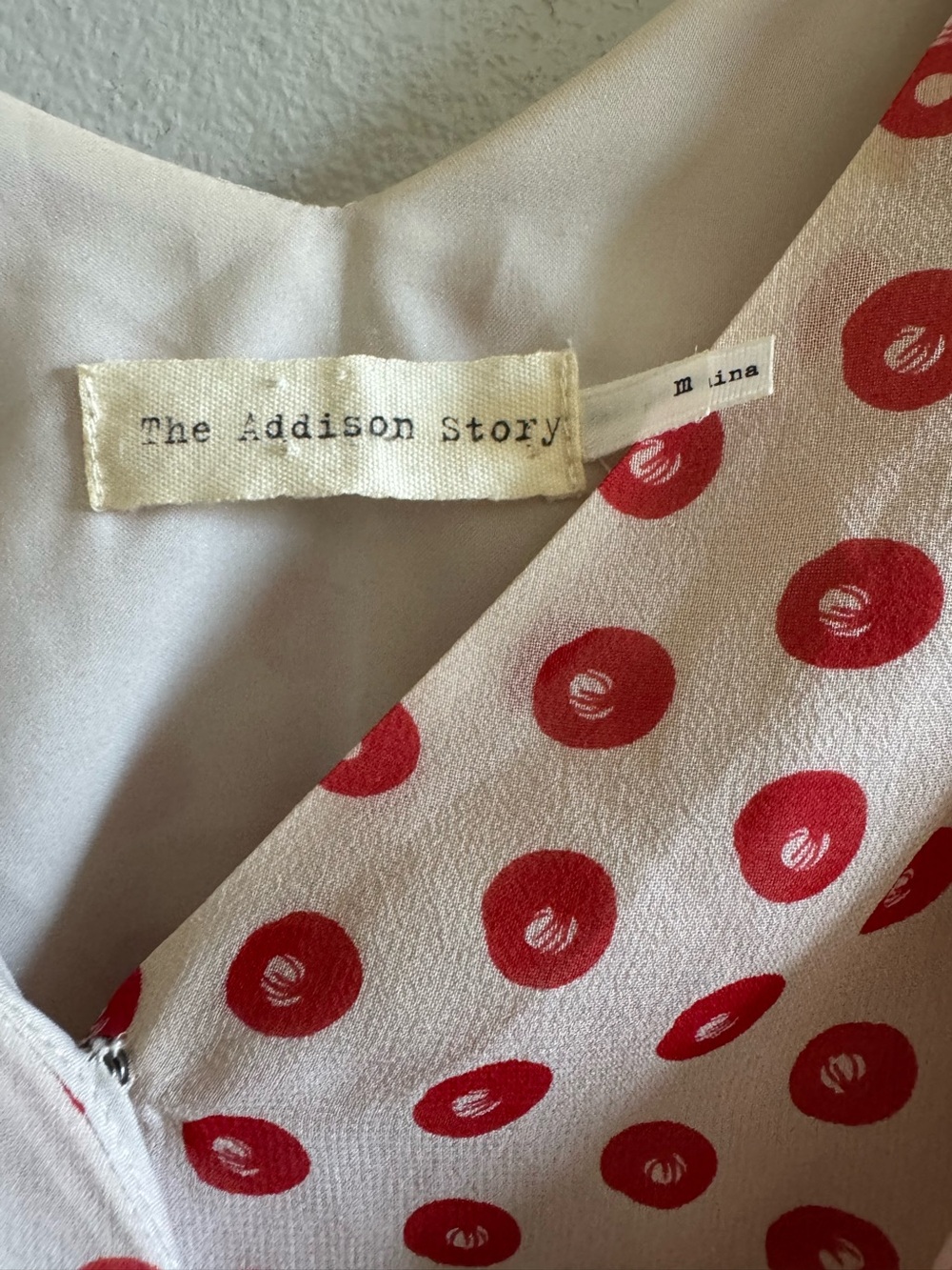 Anthropologie The Addison Story Red Silk Collecting Dots Dress sz medium - Picture 3 of 7